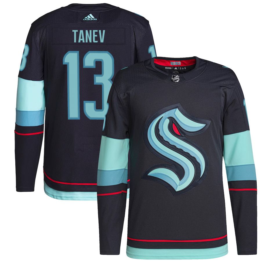 Men Seattle Kraken #13 Brandon Tanev adidas Navy Home Authentic Primegreen Player NHL Jersey